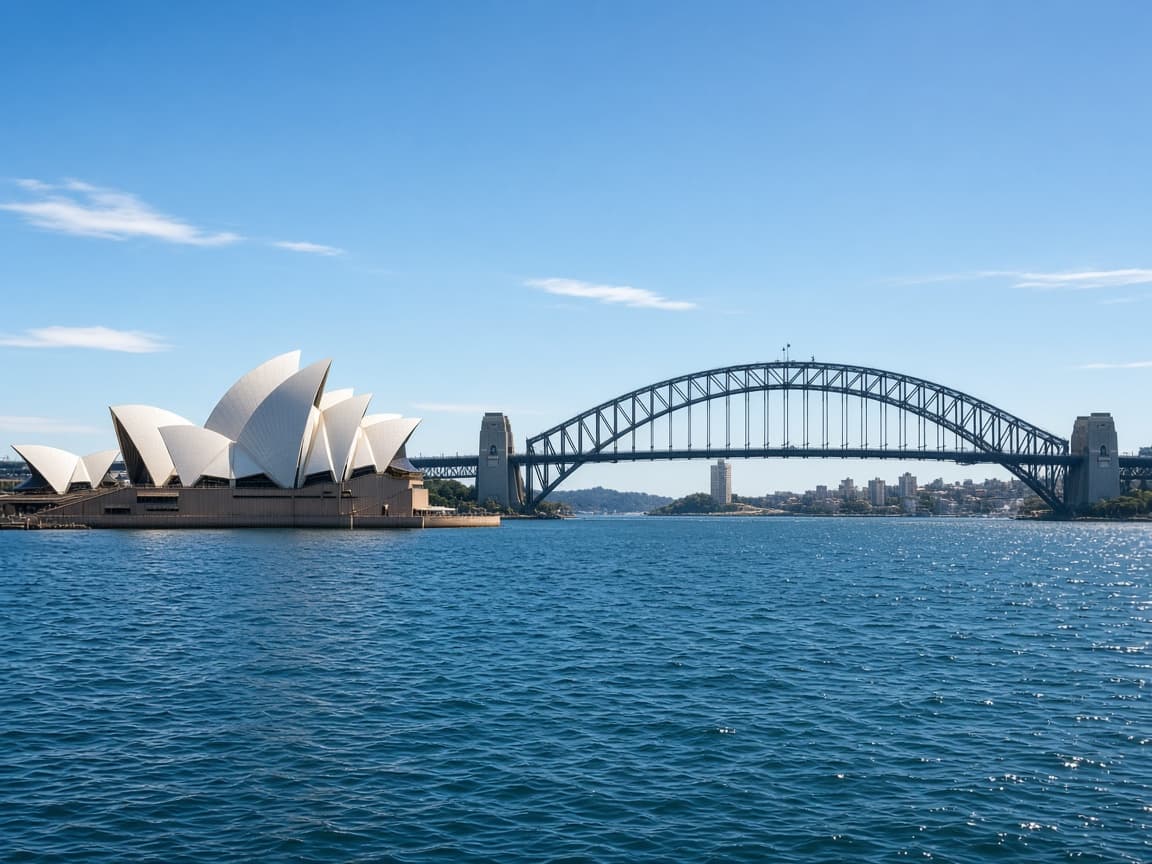 Sydney Opera House and Harbour Bridge on a clear day