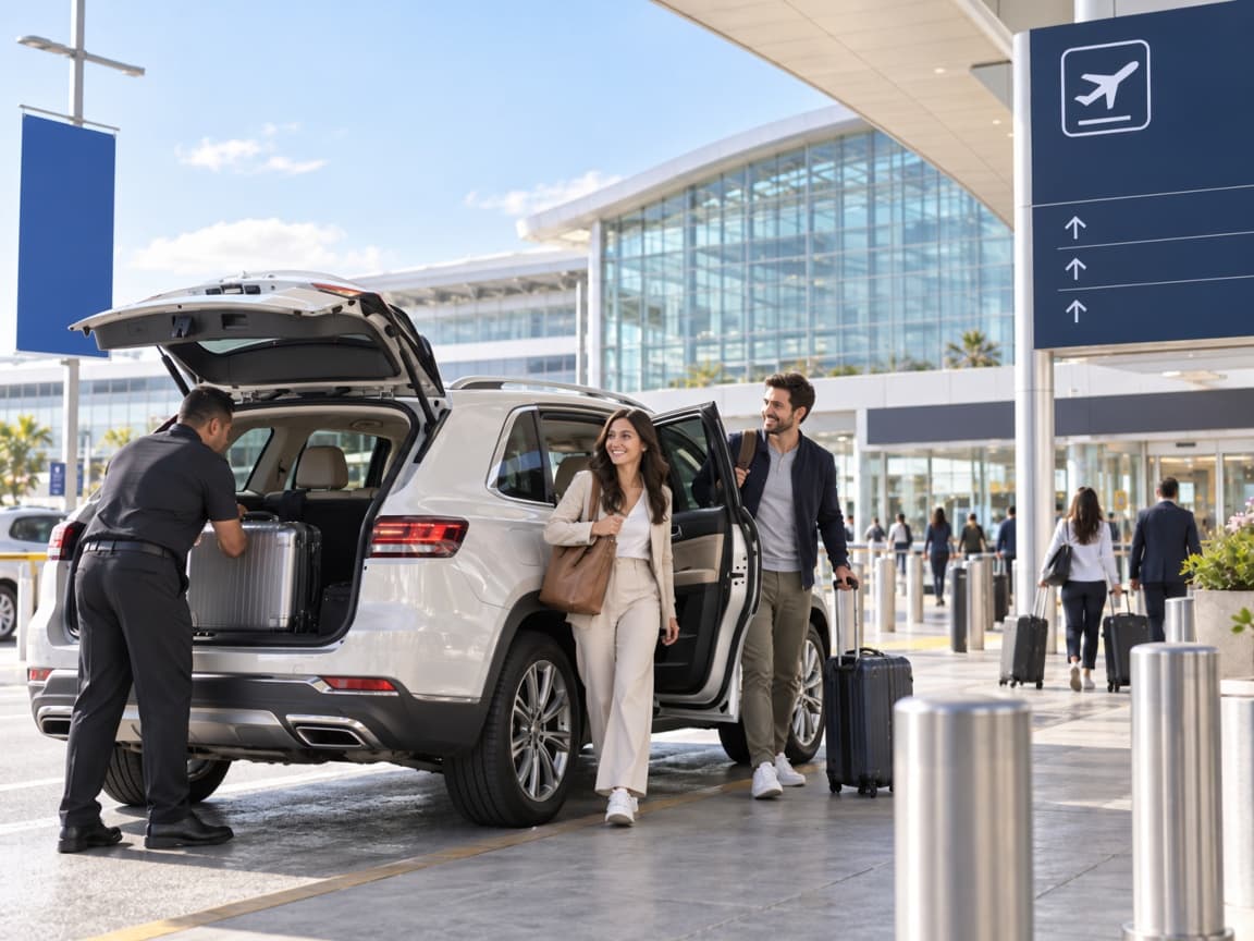 Private airport pickup with luggage