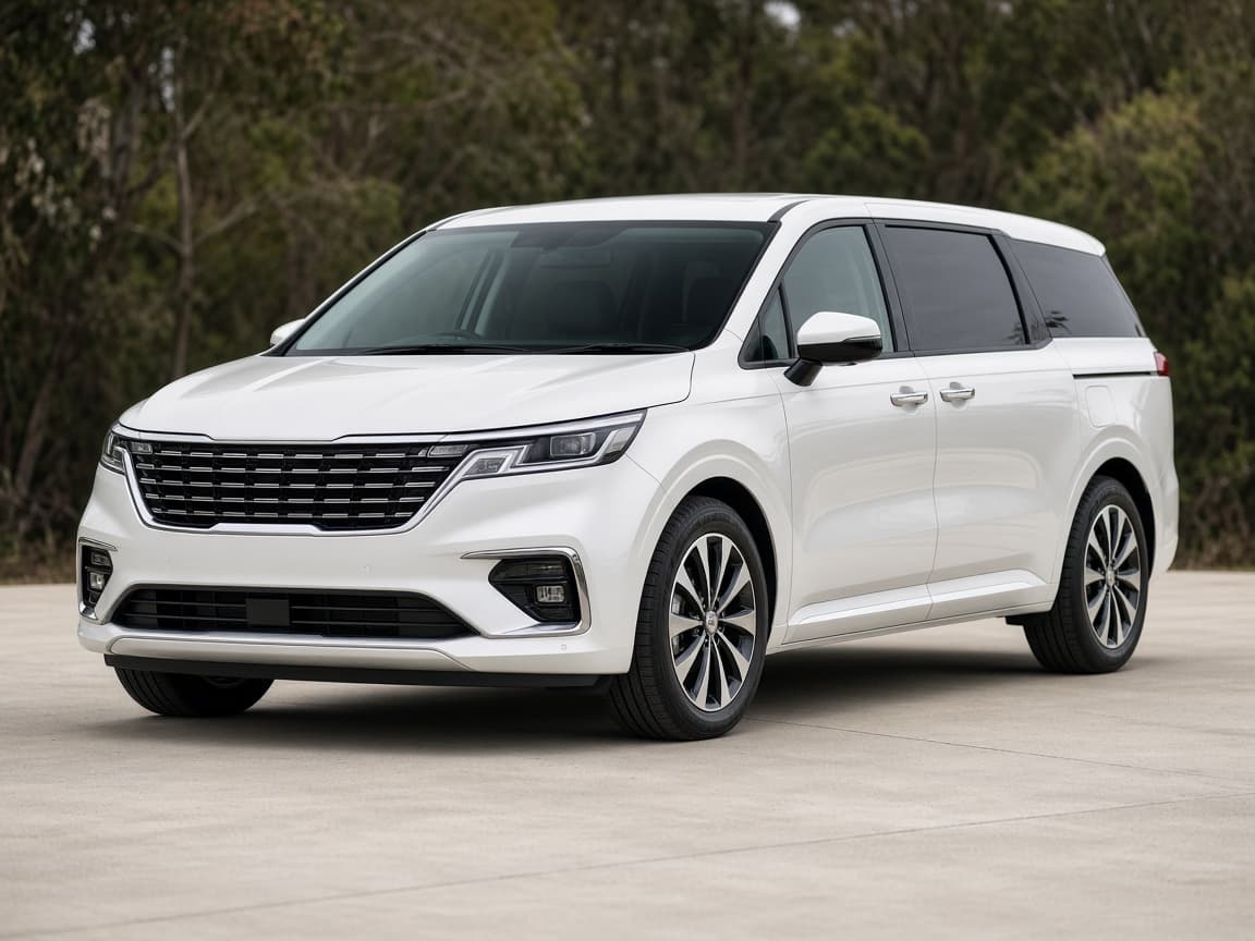 White Kia Carnival Platinum van